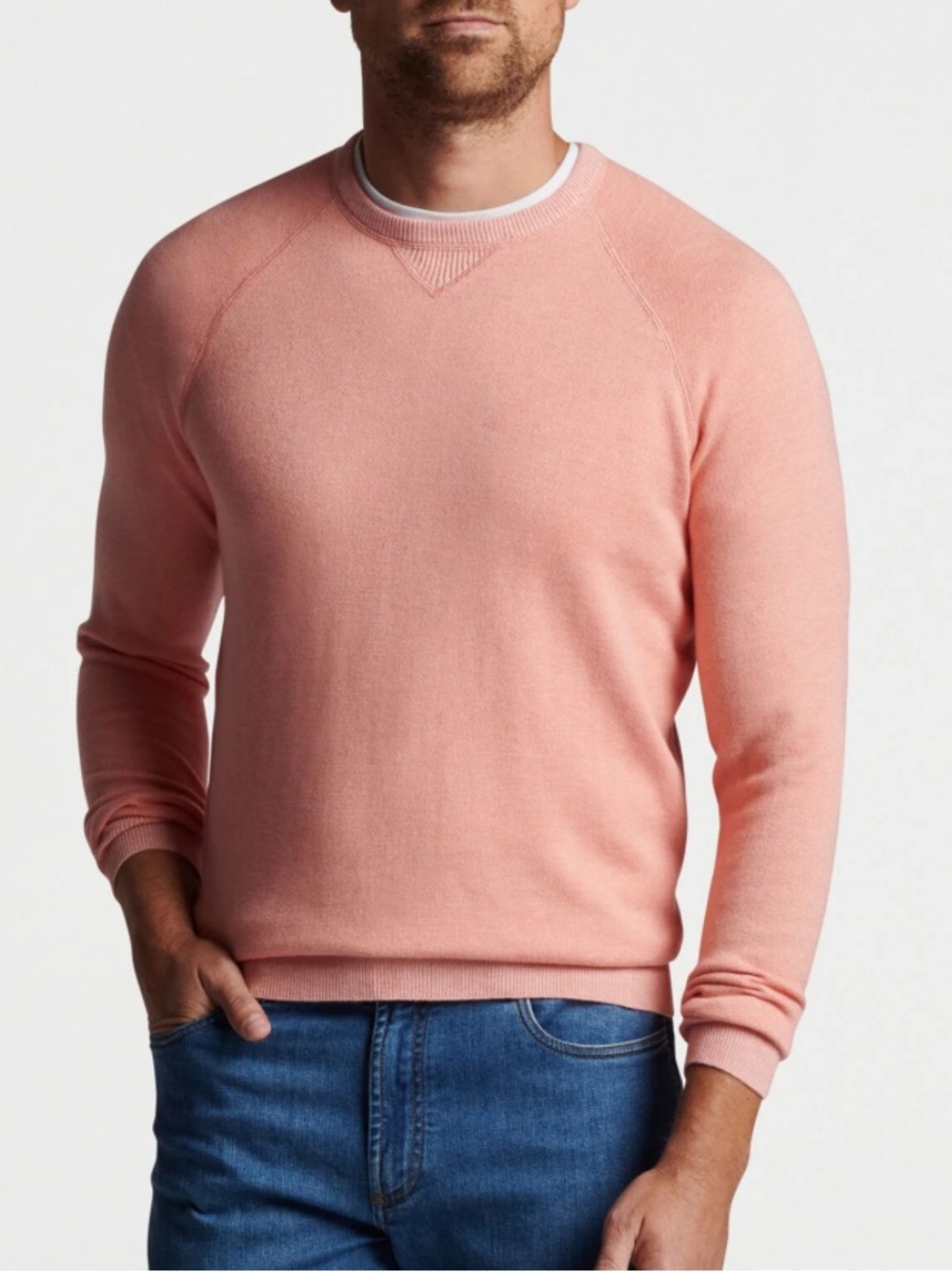 Peter Millar Hartford Merino Wool Blend Sun washed Peach Crew Neck Sweater Large